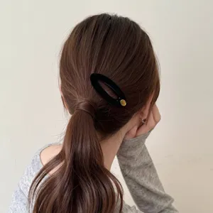 Schwarze Samt Haarklammer vintage koreanische Haarspange fuer halbe Hochsteckfrisur