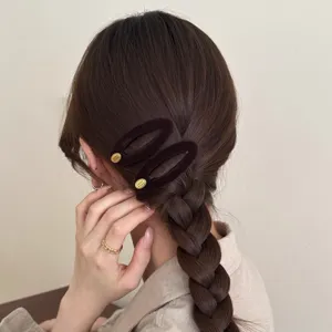 Braune Samt BB Haarklammern für Damen, koreanische Vintage Seitenhaarspangen Haarschmuck.