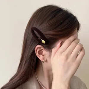 Braune Samt BB Haarspange retro Seitenkamm stilvolles Haarschmuck Accessoire für Damen Detail