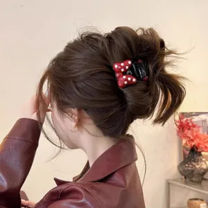 Schöne gepunktete Schleife Haarkralle für Damen, stilvolle Haarklammer Haar-Accessoire.