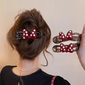 Süße Punkte Schleife Haarklammer für Damen, elegante Haarspange für halbes Haar und Zubehör.