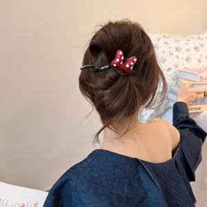 Süße gepunktete Schleife Haarkralle für Damen, süße Haarklammer für Frisuren und Styling.
