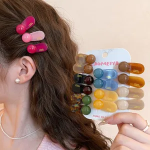 Koreanischer Stil Harz runde Haarklammer süße Seitenklammer modische Haaraccessoires Damen