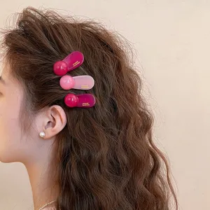 Koreanische Harz Kugel Seitenhaarspangen für Damen, süße Ponyklammern und dekorative Haarschmuck.