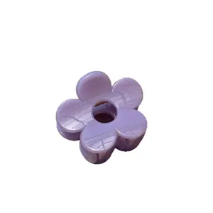 Molle per capelli a fiore viola da donna, clip squalo in acrilico per acconciature quotidiane.