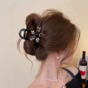 Molla per capelli con stampa leopardata a fiore per donna, elegante fermaglio per acconciature.