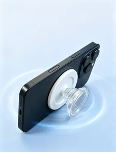 Detachable MagSafe magnetic phone holder detail shot, telescopic foldable stand for easy viewing