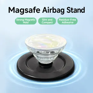 MagSafe magnetic phone socket grip, clear collapsible stand for mobile, detail view.
