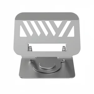 Metal laptop stand, 360 rotating folding desktop tablet holder with cooling vents.