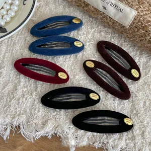 Samt Klick Haarspangen Set Vintage Metall Etikett Seiten Haarspangen für Damen süße Haarschmuck