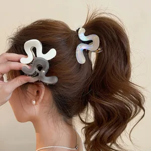 Premium Azijnzuur Haarklem Onregelmatige Golf Geometrie Haarklem Franse Acetaat Haarklem Voor Vrouwen Paardenstaart Knot Hoofddeksels