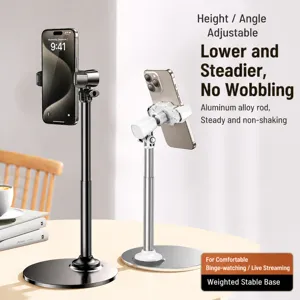 Metal Desktop Phone Stand Adjustable Height Live Streaming Holder Heavy Duty Base Support Bracket For Smartphone