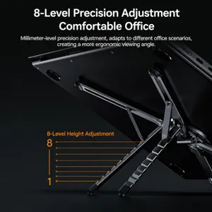 Magnetic aluminum alloy laptop stand, desktop foldable ergonomic cooling mount for tablet.