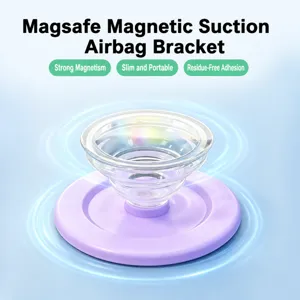 MagSafe magnetic phone grip collapsible stand holder for mobile phones clear purple