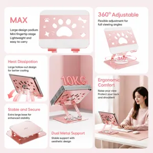 Pink cat claw desktop tablet stand 360 rotation foldable portable cooling holder