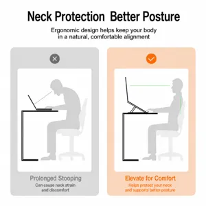 Supporto per laptop pieghevole in alluminio portatile per scrivania ergonomica e raffreddamento.