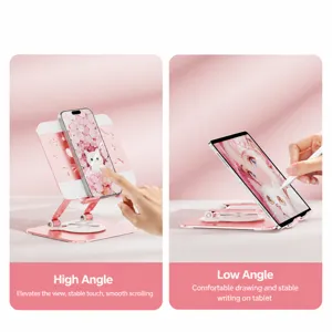 Foldable Desktop Phone And Tablet Stand 360 Rotating Cute Cat Claw Pink Stand Holder