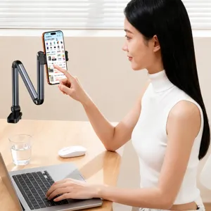 Aluminum Alloy Adjustable Flexible Cantilever Phone Tablet Stand Desktop Bedside Universal Mount Holder Bracket