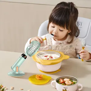 Portable Mini Handheld Fan USB Rechargeable Digital Display Desktop Fan With Rotating Base For Baby Food Cooling