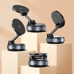 Supporto per telefono per auto magnetico wireless, supporto di ricarica a ventosa pieghevole.