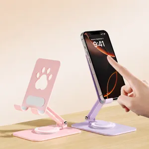 Supporto per Telefono con Zampa di Gatto in Metallo Girevole a 360 Gradi Pieghevole Supporto da Scrivania Regolabile per Smartphone e Tablet