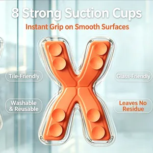 Flexible X-shape silicone phone holder with 8 strong suction cups for smooth surfaces.