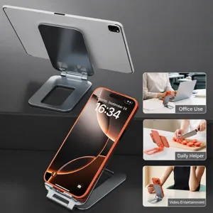 Supporto per telefono e tablet in alluminio regolabile, porta cellulare pieghevole.