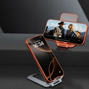 Supporto per telefono da scrivania in alluminio pieghevole e portatile per streaming video.