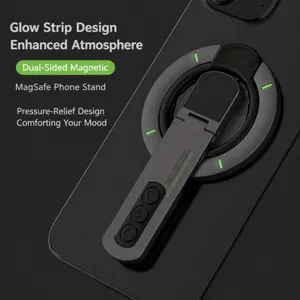 Magnetischer Handyhalter mit MagSafe Kompatibilität, Dekompressionstasten und Leuchtdesign.