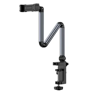 Adjustable foldable metal desk arm mount holder for phone and tablet live streaming
