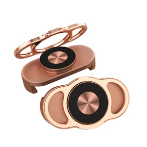 Roségoldener Doppelring Handyhalter, tragbarer Metallclip Ständer für Video Streaming.