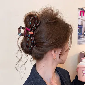 Molla per capelli a fiocco maculata stile coreano per donne, elegante pinza squalo giornaliera.