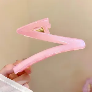 Unique pince à cheveux rose pailletée en forme de Z pour femmes, grande pince élégante.