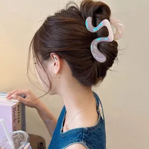 Molla per capelli lucida color gelatina da donna, design ondulato elegante per capelli spessi.