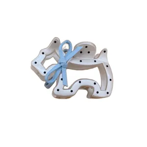 Cute polka dot puppy hair claw clip with bow for women girls half updo hair styling accessories