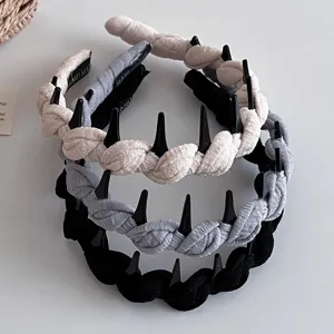 Gevlochten haarband set met tanden, antislip stoffen haarhoepels, stijlvol haaraccessoire.