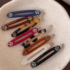 Fermaglio per Capelli a Fiore in Acetato Strass Eleganti Mollette per Frangia Laterale Accessori Quotidiani da Donna