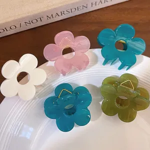 Set di mollette per capelli a fiore, graffa acrilica colorata per acconciatura coda di cavallo.