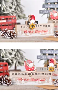 Décoration de bloc de calendrier de l'Avent de Noël en bois avec gnome mignon et chiffres pour les fêtes.