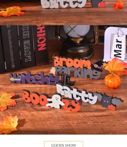 Halloween wooden letter decorations spooky tiered tray sign ghost party decor props
