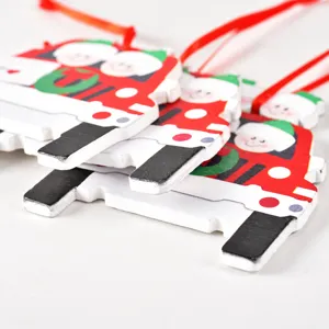 Christmas Tree Hanging Wooden Car Ornament Creative Cute Family DIY Car Decor For Xmas Holiday Home Decoration