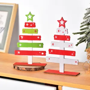 Wooden mini Christmas tree desktop ornament, DIY wooden holiday table decor with letters.