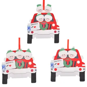 Christmas wooden family car hanging pendant DIY tree ornament holiday decoration gift