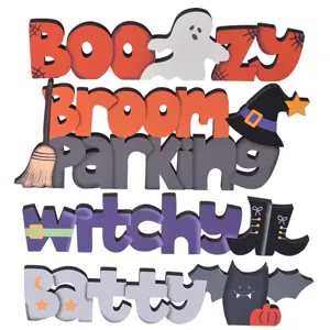 Halloween wooden letter tiered tray decor spooky ghost witch bat party sign decoration