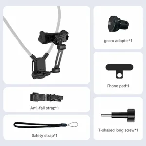 Magnetic neck phone mount for travel and vlogging, first-person view chest mount bracket.