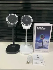 Supporto altoparlante a induzione TS15 con RGB, altezza regolabile e rotazione per smartphone.