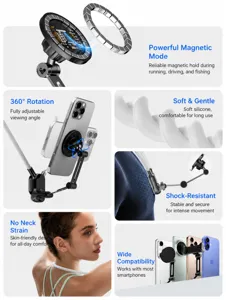 Magnetic Neck Phone Mount for Action Camera Hands-Free POV Vlogging Flexible Bracket