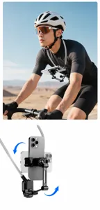 Adjustable magnetic neck phone mount with 360 degree rotation for outdoor sports shooting.