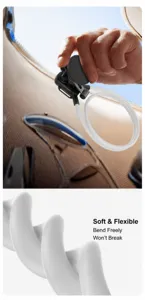 Flexible neck mount for sports cameras and smartphones, foldable design for outdoor shooting.