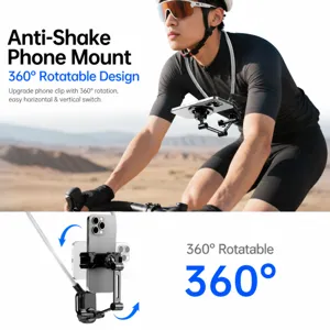 Neck phone holder for first-person POV shooting, 360 degree rotation mount for cycling.